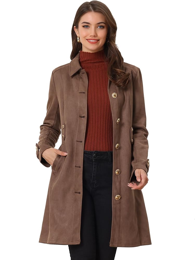 Amazon.com: Allegra K Women's Faux Suede Coats Single